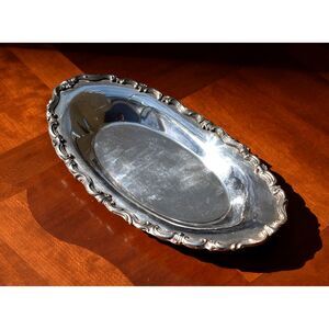 Vintage Silverplate Platter 13 Inch Oval Shell Scroll Design Rogers Style